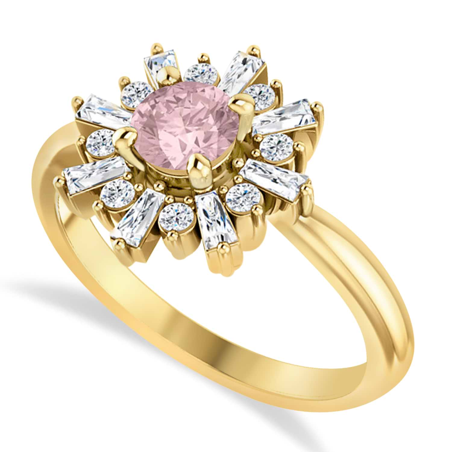 Diamond Pink Morganite Halo Ring 14k Yellow Gold (0.96ct)