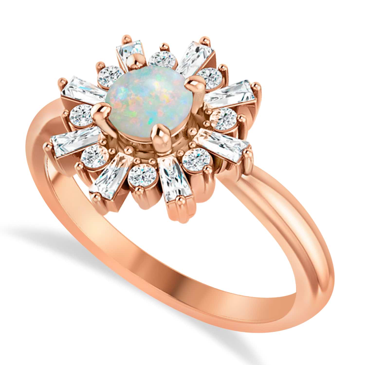 Diamond Opal Halo Ring 14k Rose Gold (0.90ct)