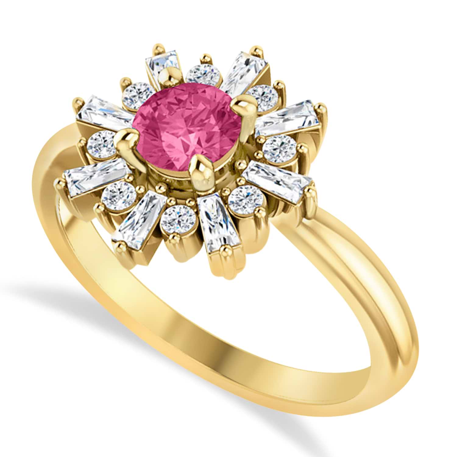 Diamond Pink Tourmaline Halo Ring 14k Yellow Gold (1.01ct)