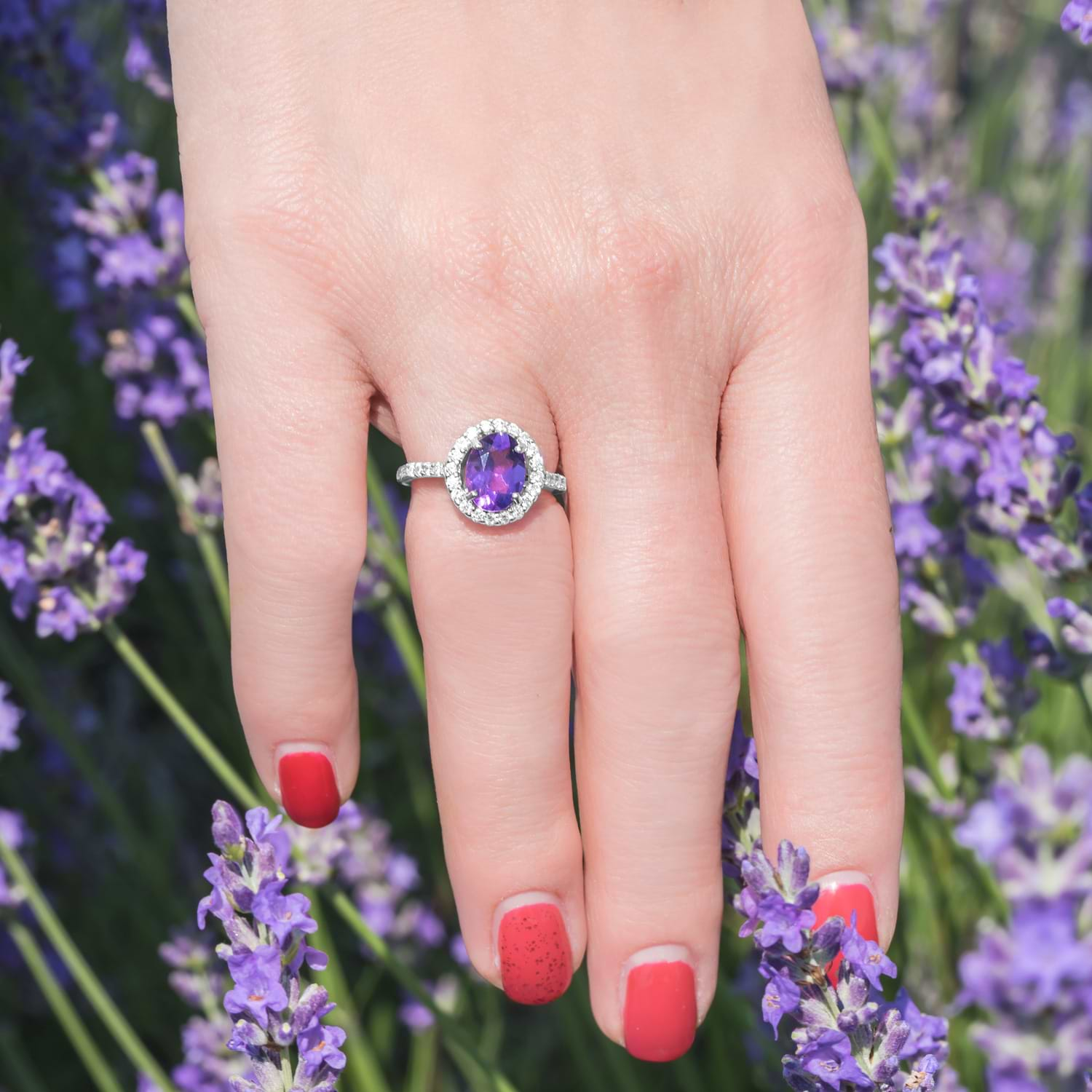 Amethyst halo shop engagement ring