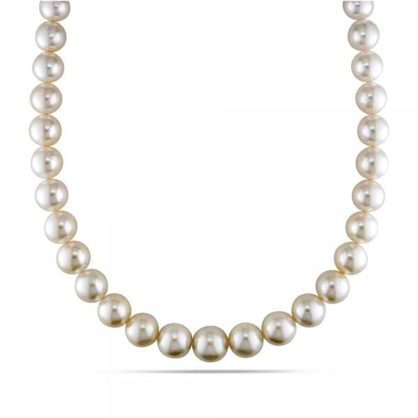 Cultured South Sea Pearls Strand Graduated Necklace 11-13.9mm 14k Gold