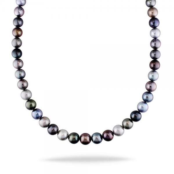 Multicolored Cultured Pearl Strand Necklace 14k Gold Clasp 9-11.5mm