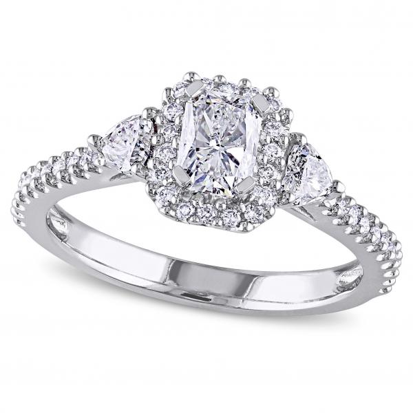 Radiant Cut Halo Diamond Engagement Ring in 14k White Gold 1.20ct
