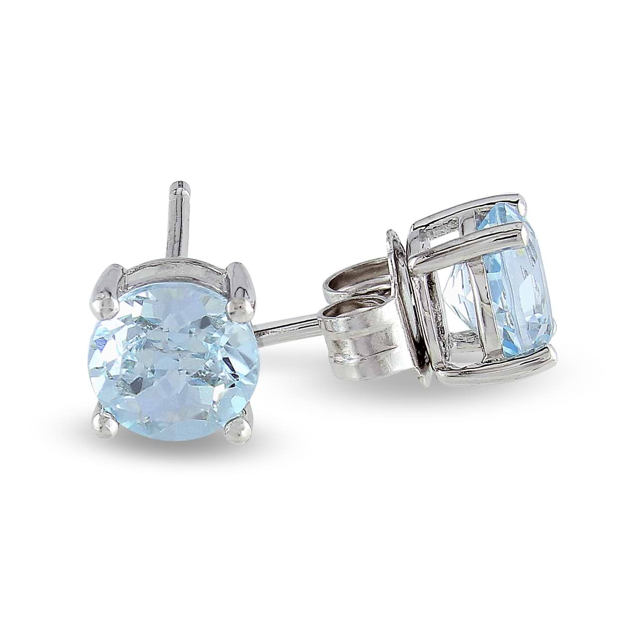 Blue Topaz Solitaire Stud Earrings Sterling Silver (2.00ct)