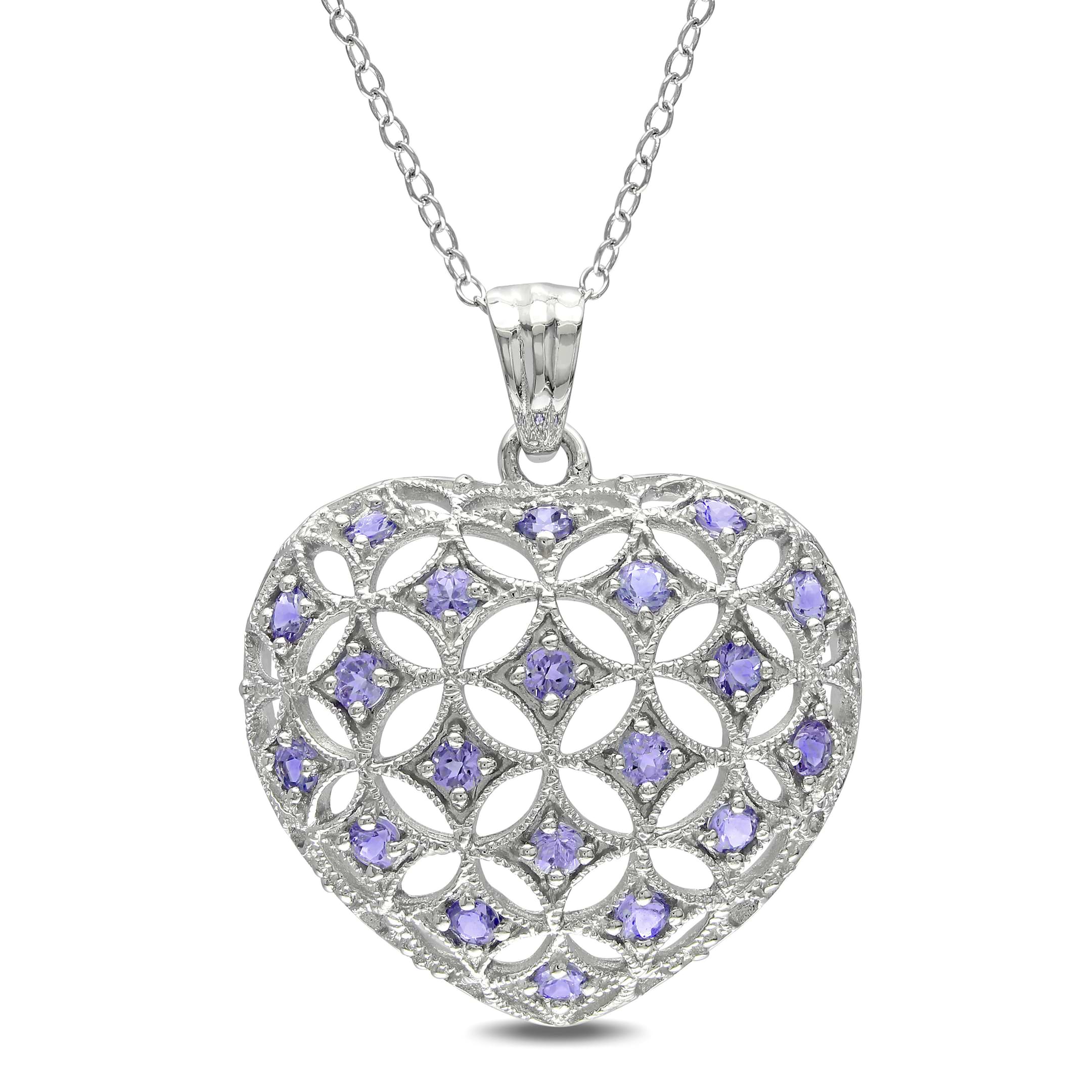 Heart Tanzanite Fashion Pendant Necklace Sterling Silver (1.00ct)