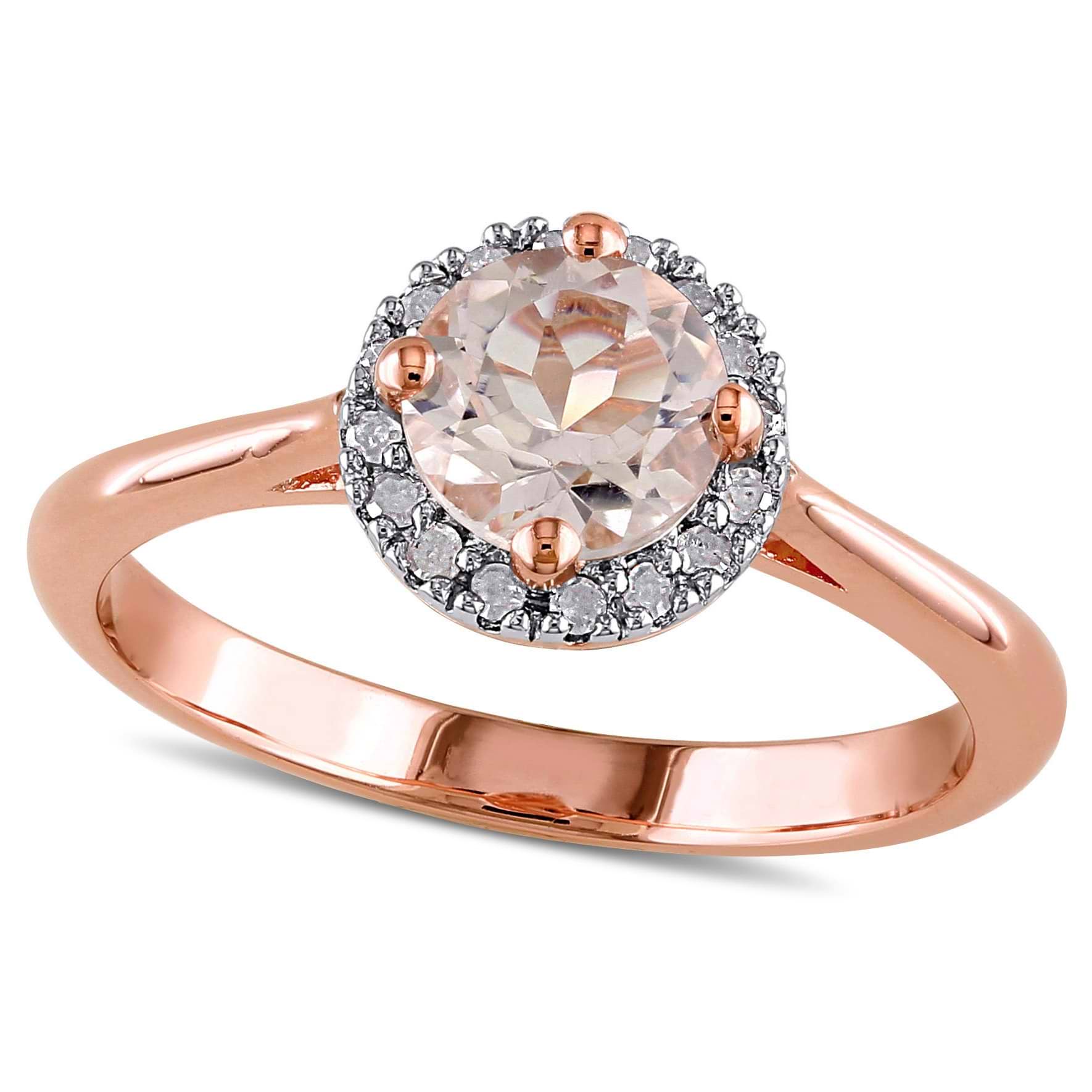 Diamond & Morganite Fashion Ring Rose Sterling Silver (0.90ct)