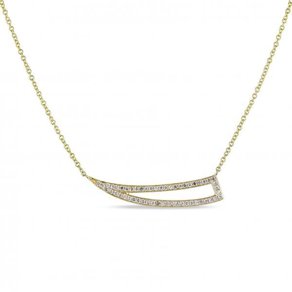 Diamond Accented Spear Pendant Necklace 14k Yellow Gold (0.25ct)