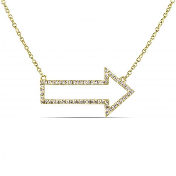 Diamond Accented Arrow Pendant Necklace 14k Yellow Gold (0.19ct)
