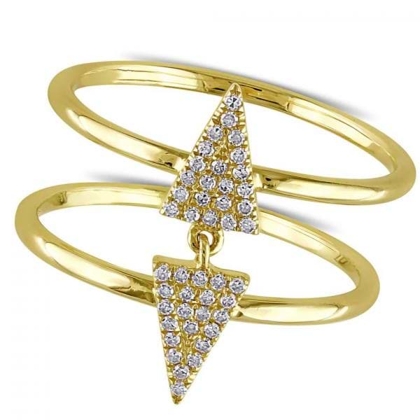Diamond Double Triangle Fashion Ring 14k Yellow Gold (0.14ct)