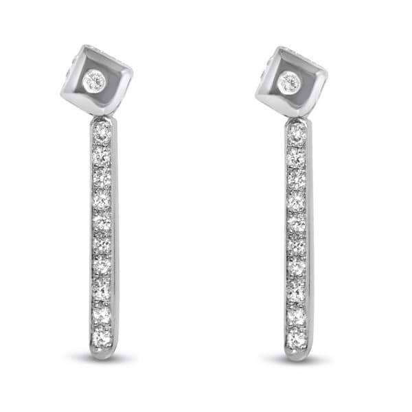 Diamond Accented Designer Drop Earrings in 14k White Gold (1.10ct)