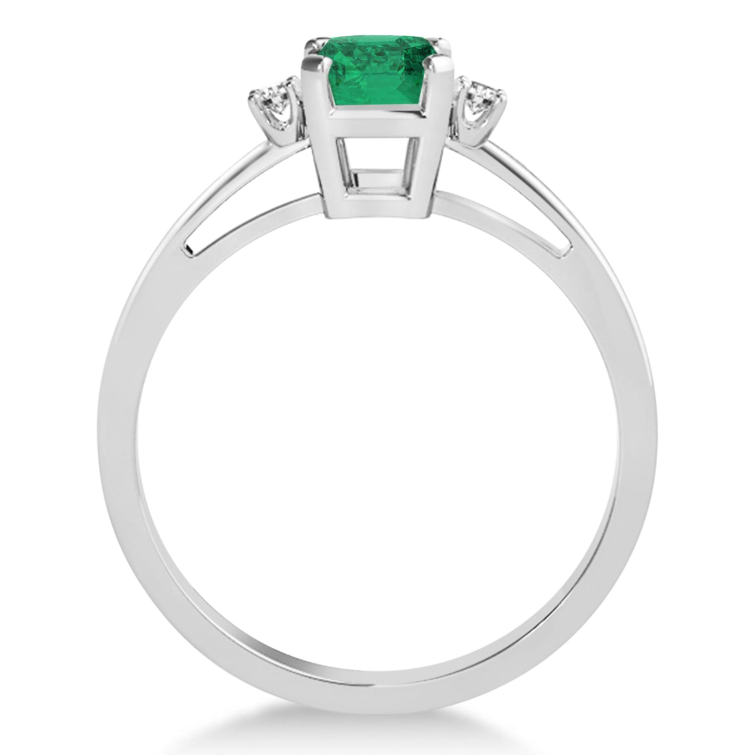 Emerald Emerald Cut Three-Stone Ring 14k White Gold (1.04ct) - AZ10648