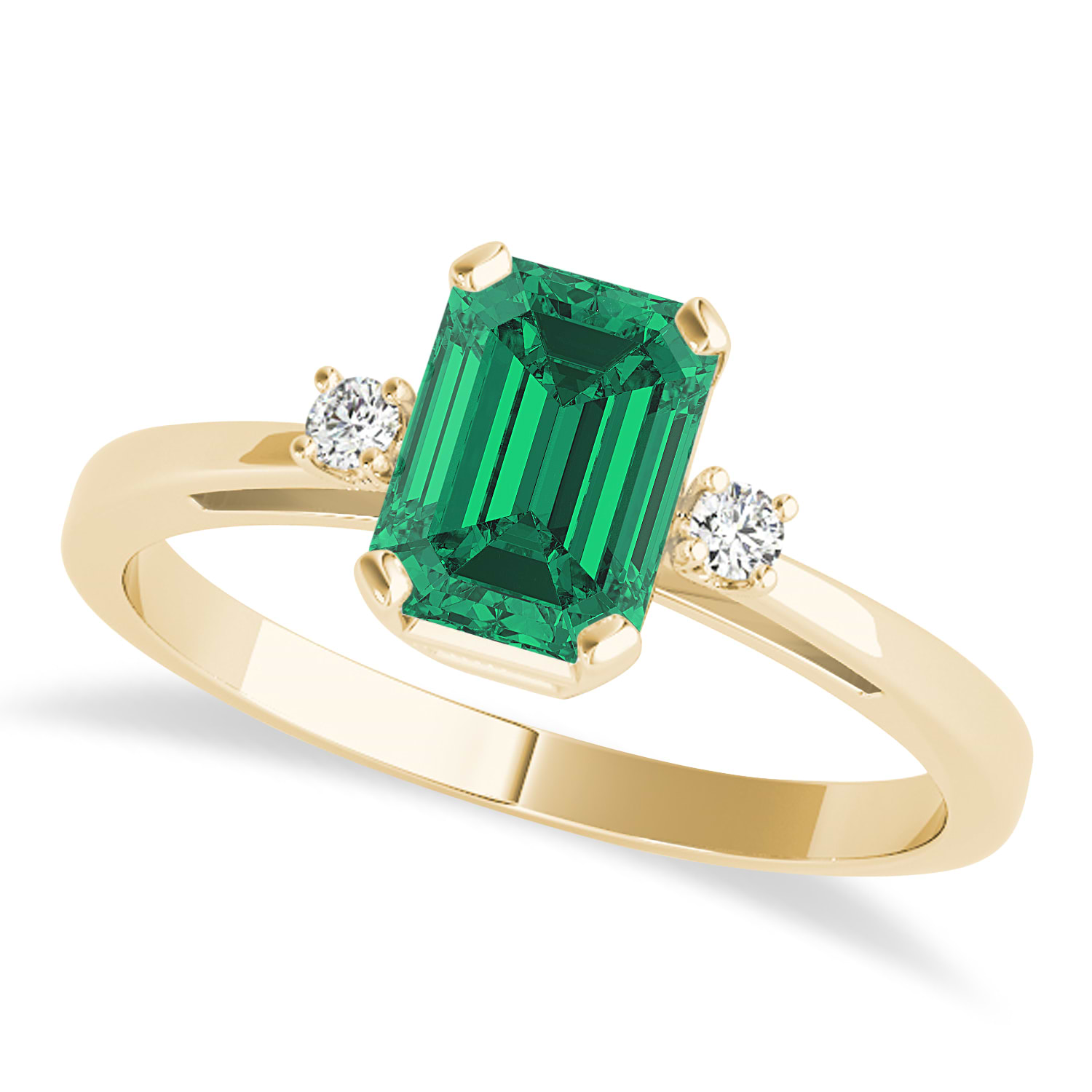 Emerald Emerald Cut Three-Stone Ring 14k Yellow Gold (1.04ct)