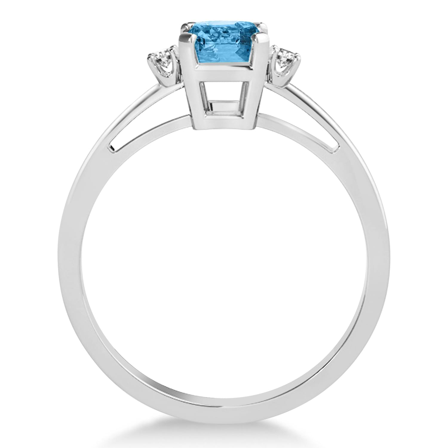 Blue Topaz Emerald Cut Three-Stone Ring 18k White Gold (1.04ct)