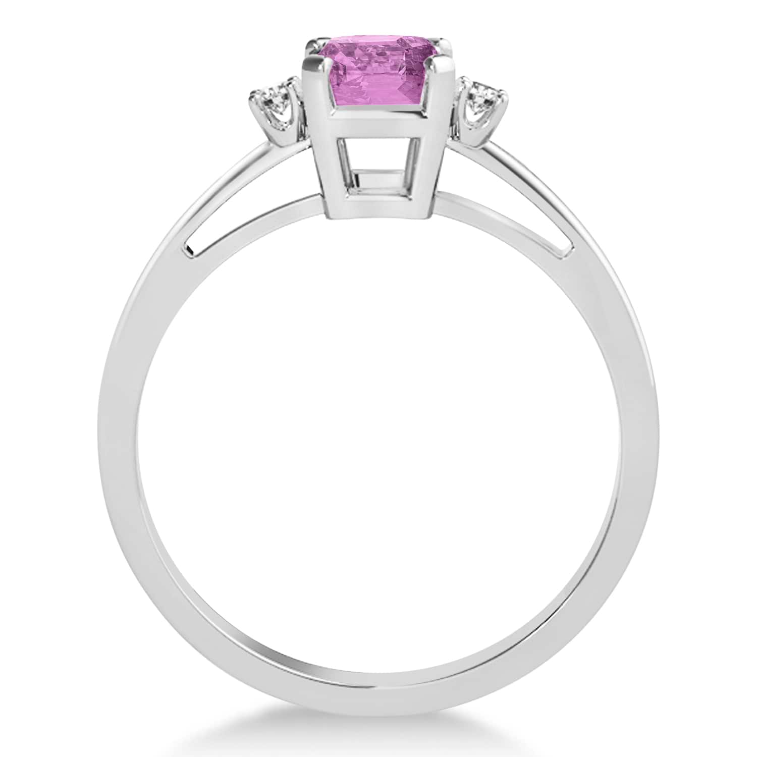 Pink Sapphire Emerald Cut Three-Stone Ring 18k White Gold (1.04ct)