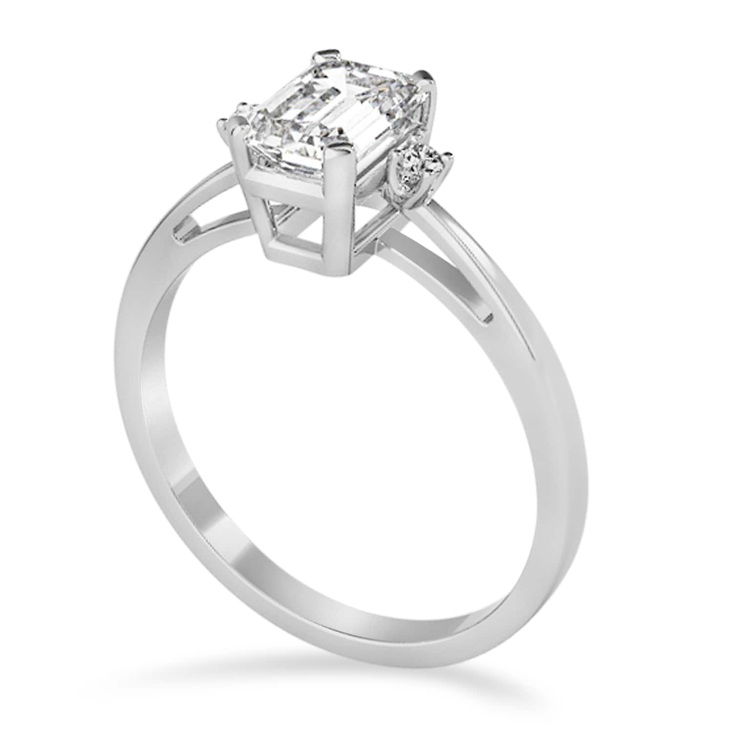 Diamond Emerald Cut Three-Stone Ring 18k White Gold (1.04ct)