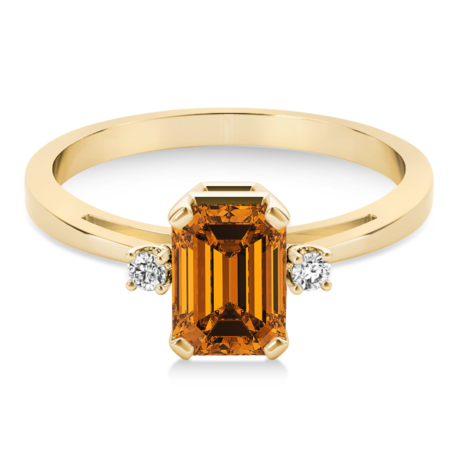 Citrine Emerald Cut Three-Stone Ring 18k Yellow Gold (1.04ct)