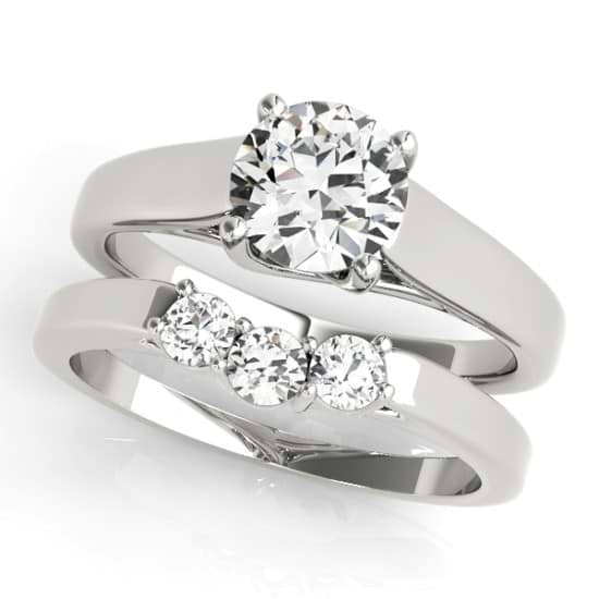 Diamond Solitaire Bridal Set 14k White Gold (1.24ct)