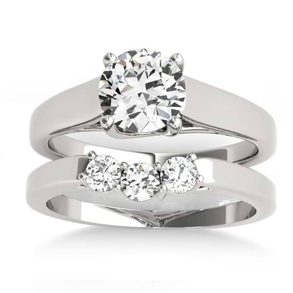 Lucida Solitaire Cathedral Bridal Set 14k White Gold (0.24ct)