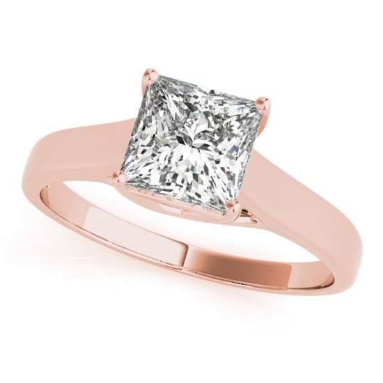 Diamond Princess Cut Solitaire Engagement Ring 18k Rose Gold (1.24ct)