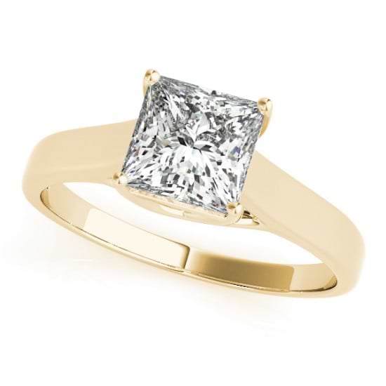Diamond Princess Cut Solitaire Engagement Ring 18k Yellow Gold (1.24ct)