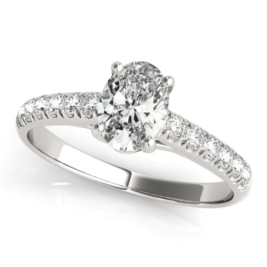 Oval Cut Diamond Engagement Ring 14K White Gold (0.39ct)