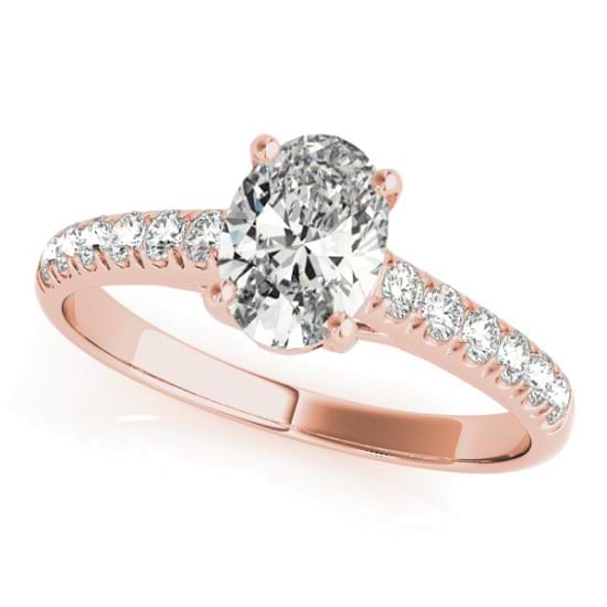 Oval Cut Diamond Engagement Ring 18K Rose Gold (0.61ct)