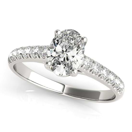Oval Cut Diamond Engagement Ring 14K White Gold (1.00ct)