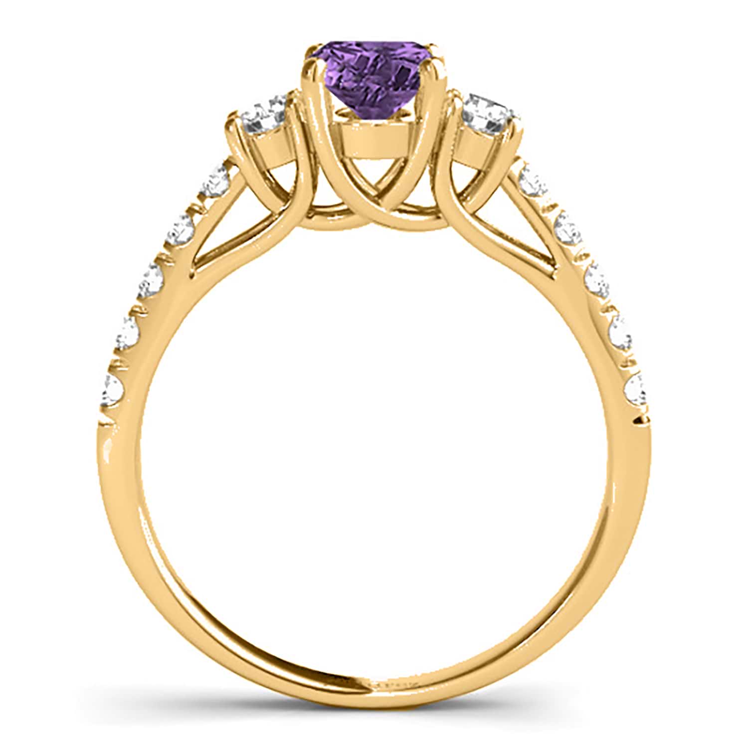Oval Cut Amethyst & Diamond Engagement Ring 14k Yellow Gold (1.40ct)
