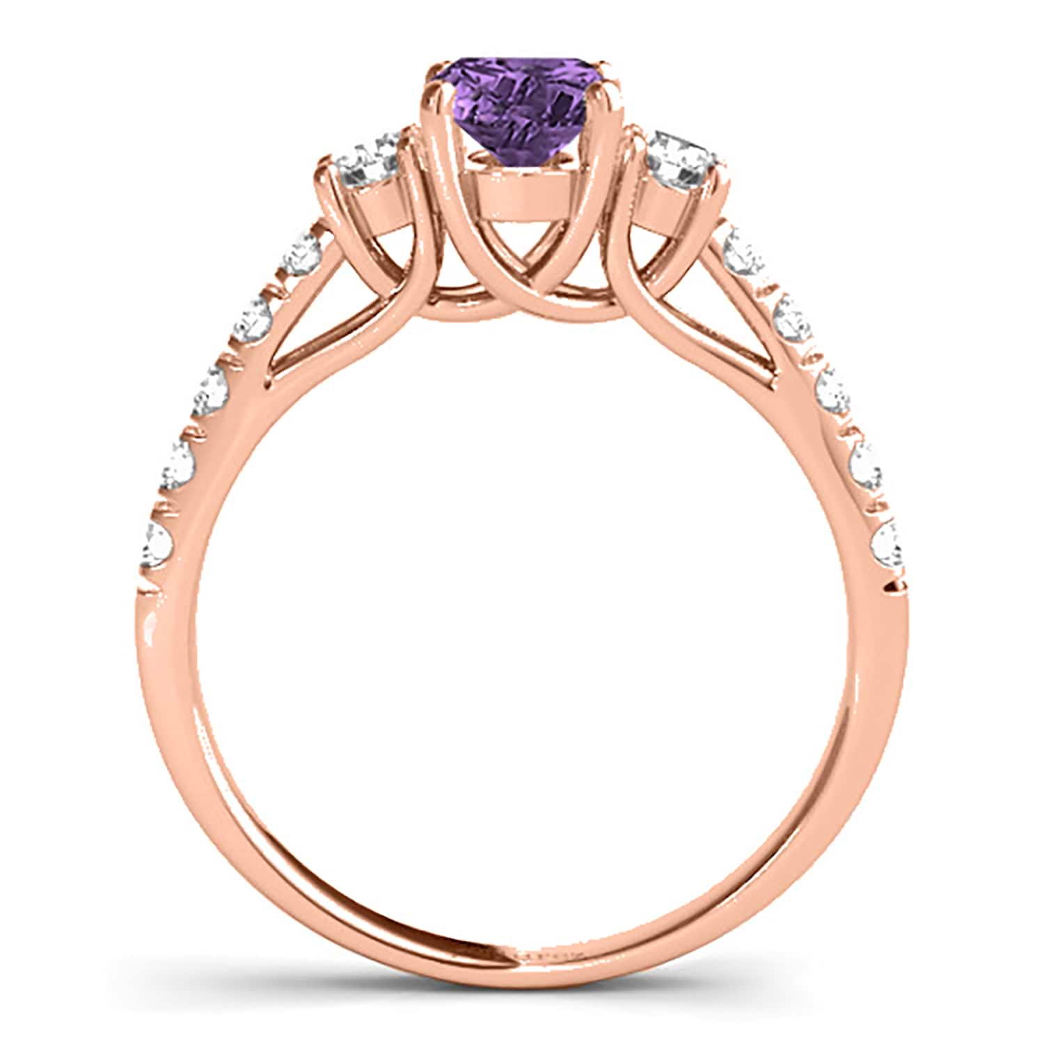 Oval Cut Amethyst & Diamond Engagement Ring 18k Rose Gold (1.40ct)