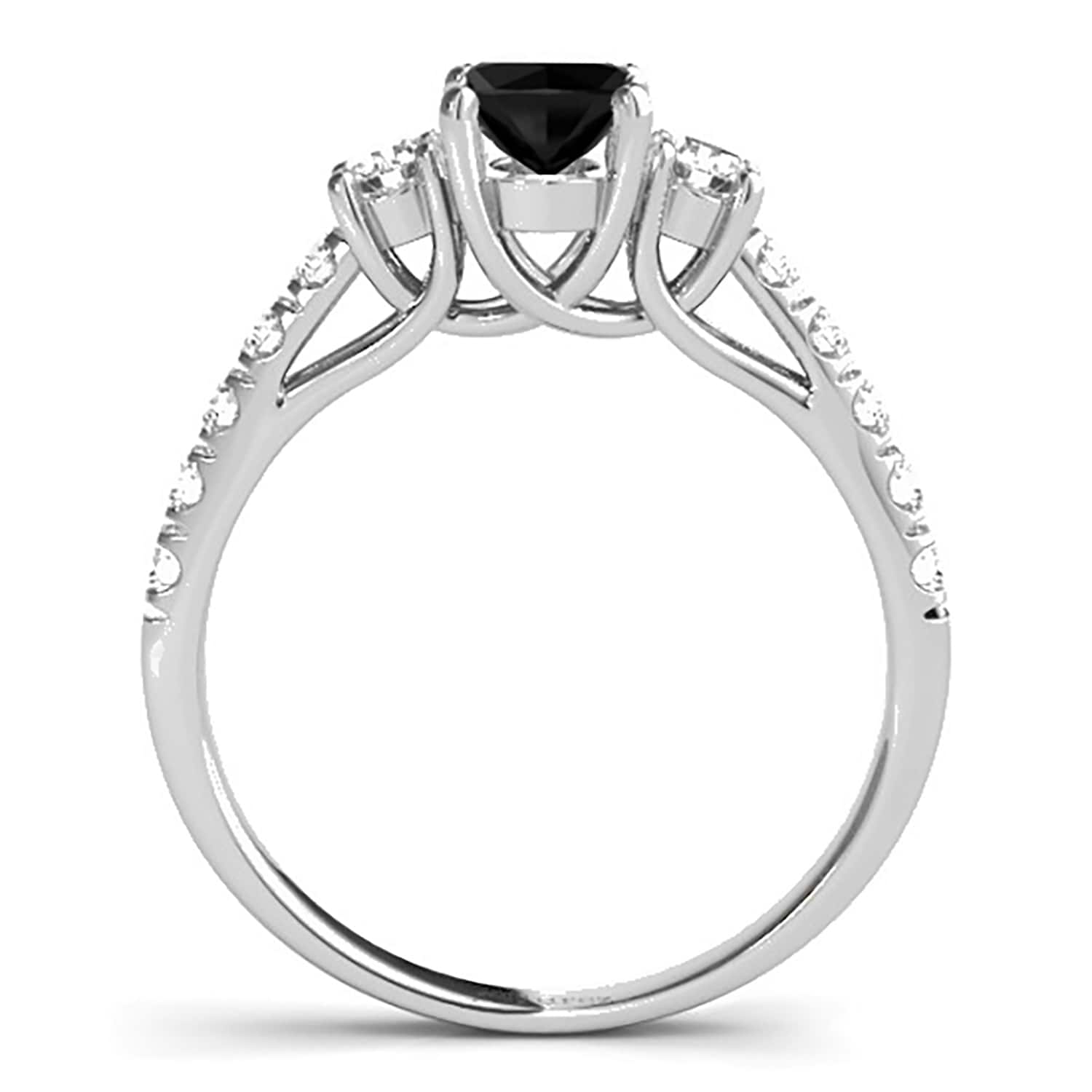 Oval Cut Black Diamond & Diamond Engagement Ring 14k White Gold (1.40ct)