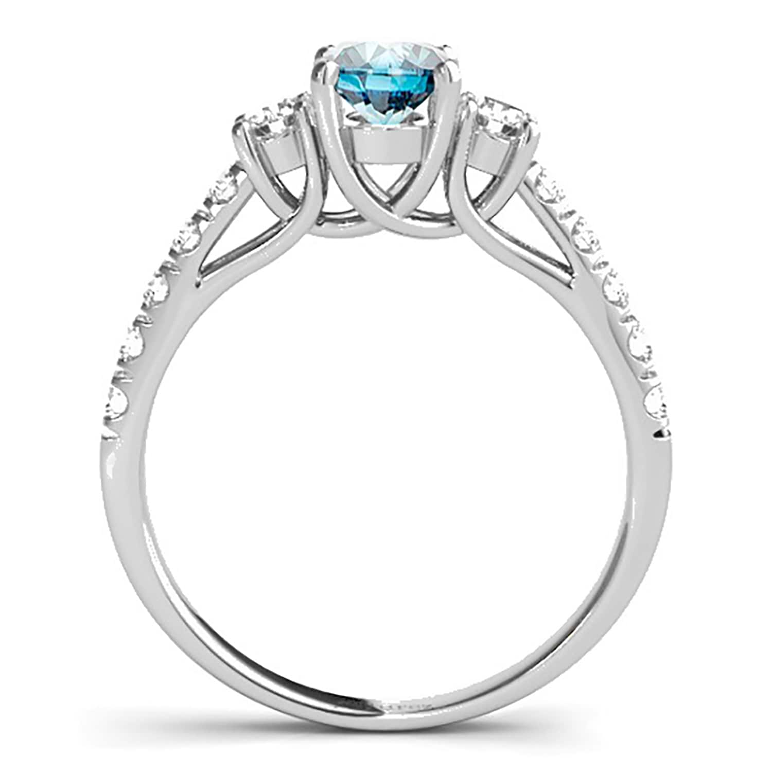 Oval Cut Blue Sapphire & Diamond Engagement Ring Platinum (1.40ct)
