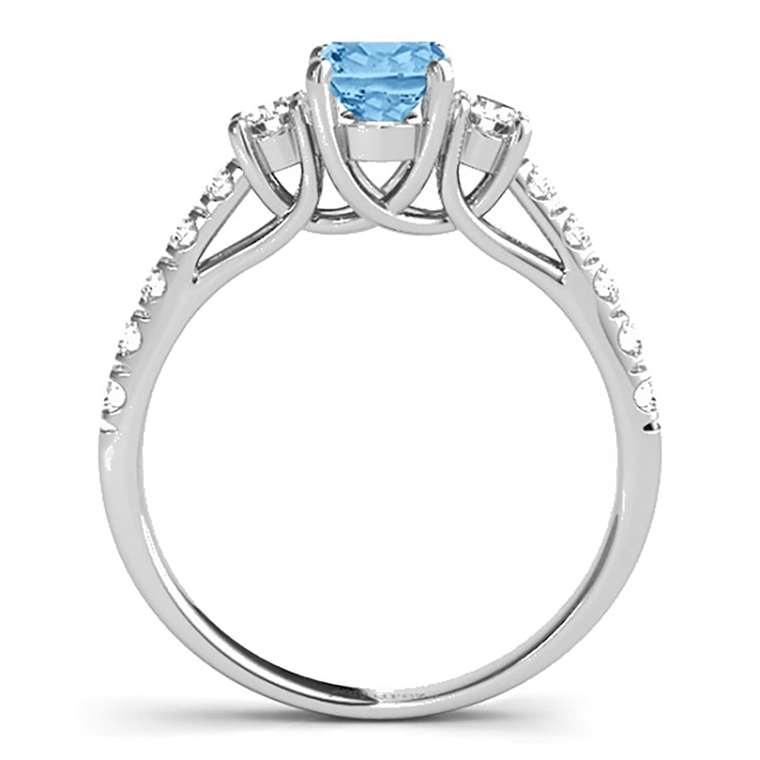 Oval Cut Blue Topaz & Diamond Engagement Ring 14k White Gold (1.40ct)