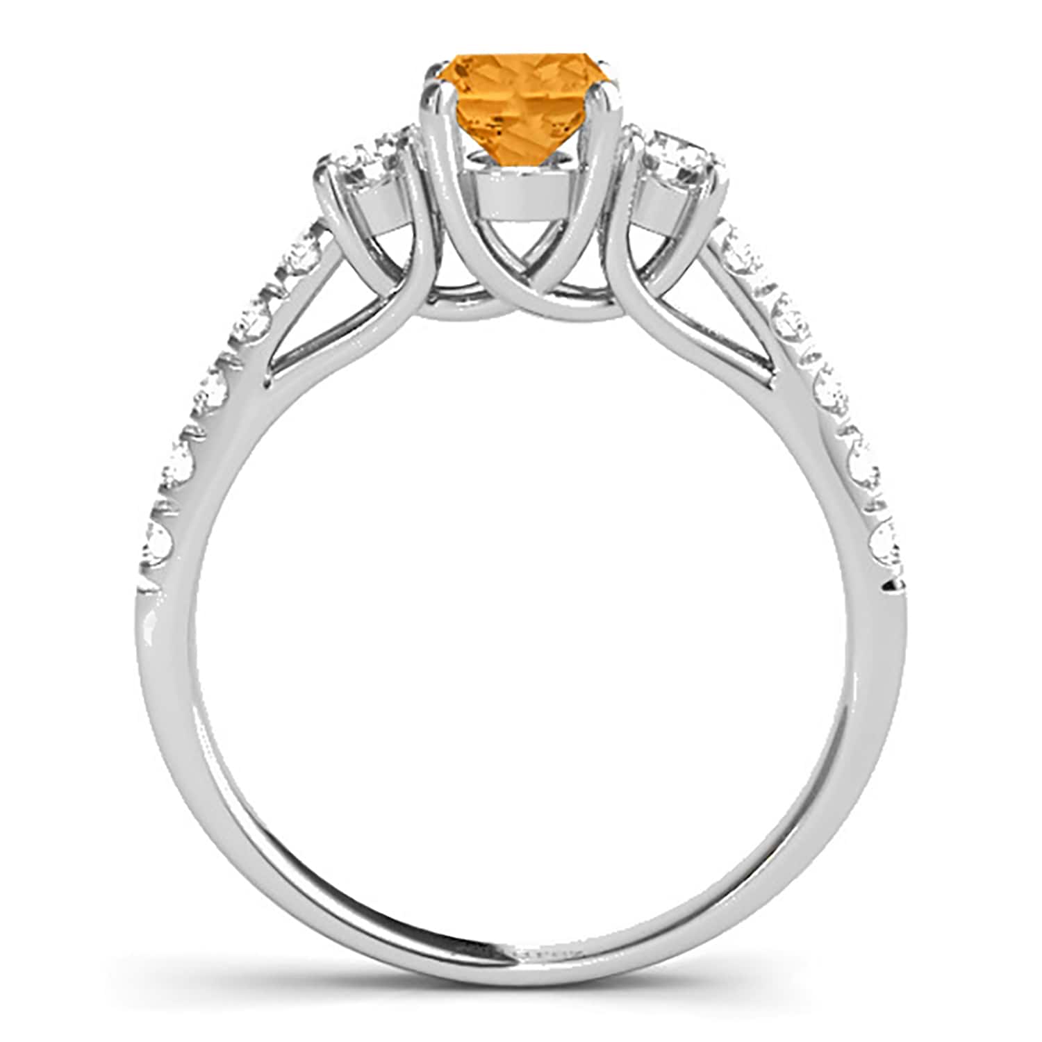 Oval Cut Citrine & Diamond Engagement Ring 18k White Gold (1.40ct)