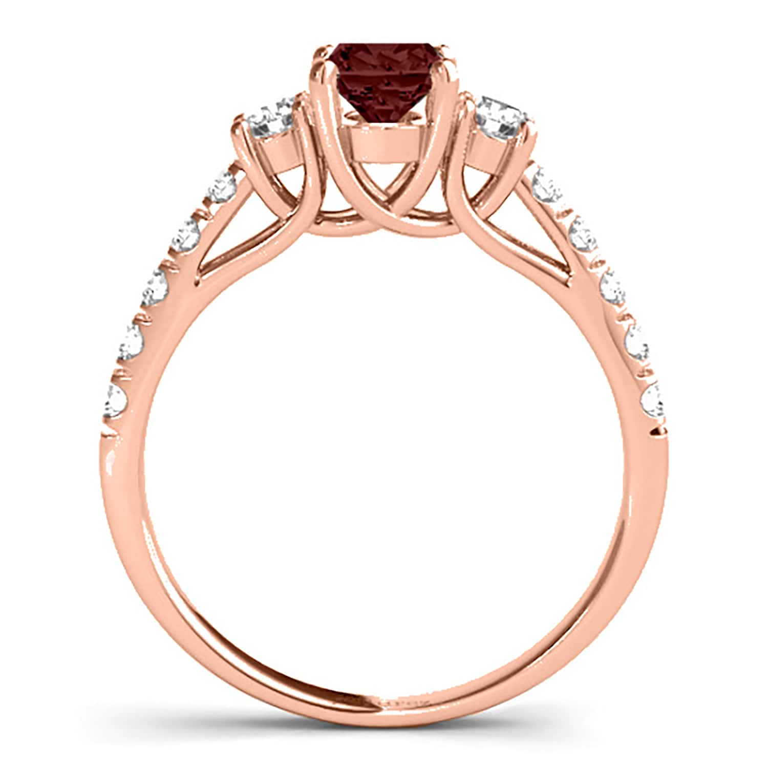 Oval Cut Garnet & Diamond Engagement Ring 14k Rose Gold (1.40ct)