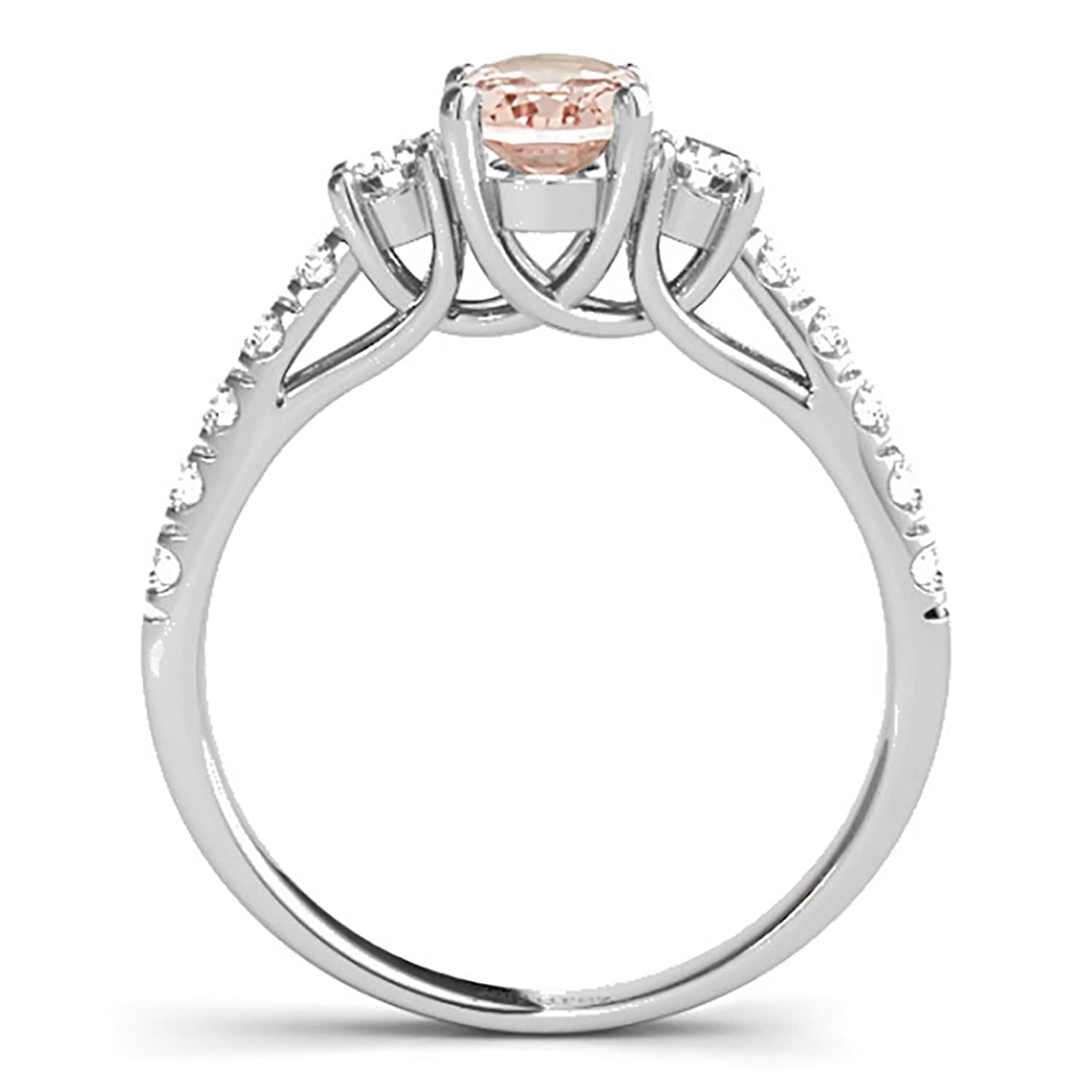 Oval Cut Morganite & Diamond Engagement Ring 18k White Gold (1.40ct)