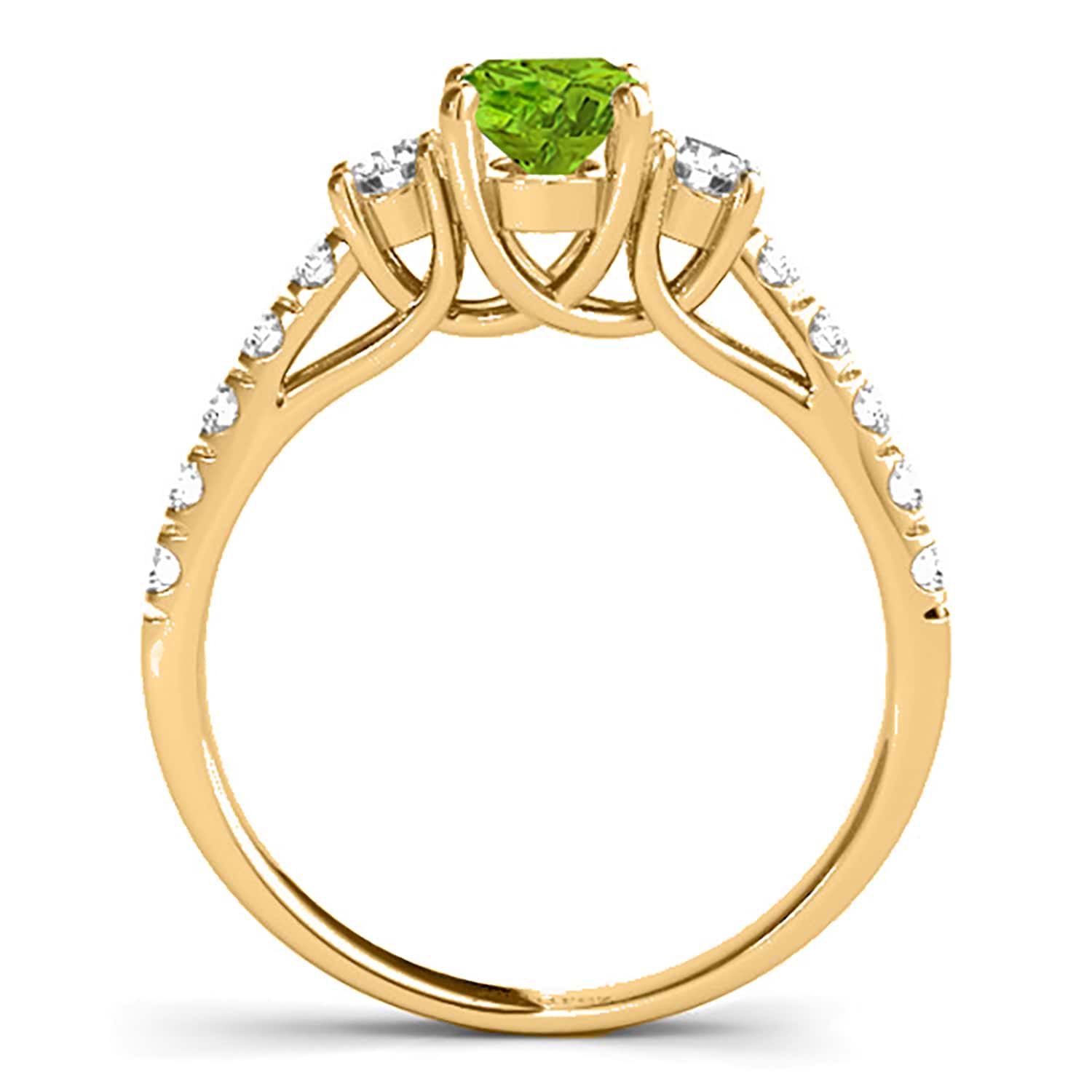 Oval Cut Peridot & Diamond Engagement Ring 14k Yellow Gold (1.40ct)