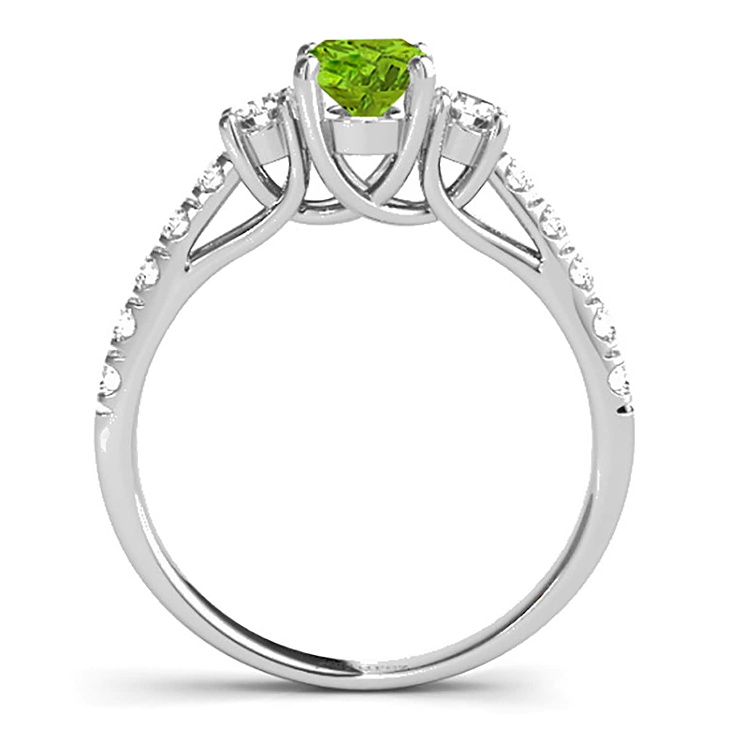 Oval Cut Peridot & Diamond Engagement Ring Platinum (1.40ct)