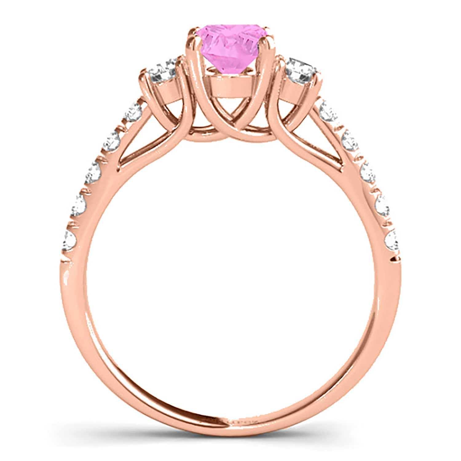 Oval Cut Pink Sapphire & Diamond Engagement Ring 14k Rose Gold (1.40ct)