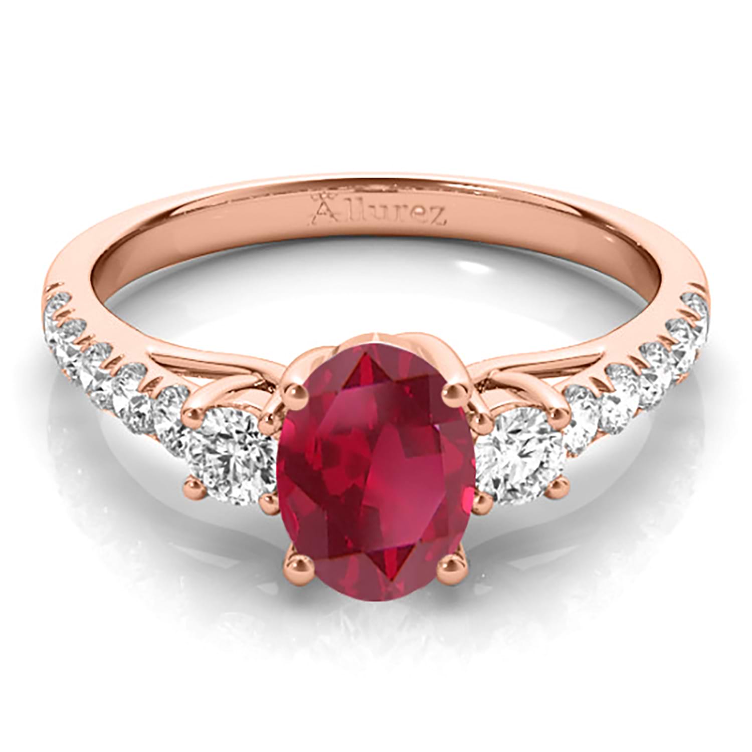 Oval Cut Ruby & Diamond Engagement Ring 14k Rose Gold (1.40ct)