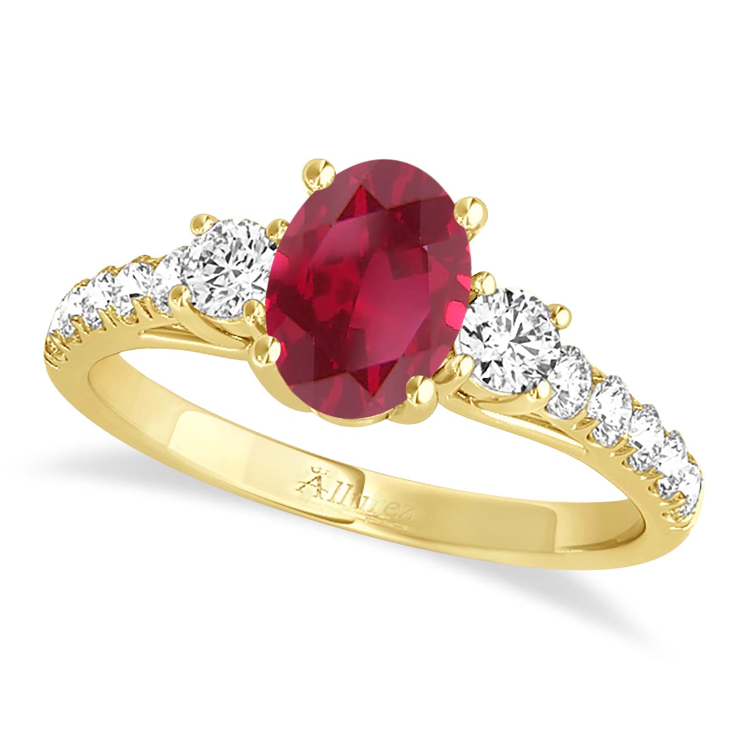 Oval Cut Ruby & Diamond Engagement Ring 14k Yellow Gold (1.40ct)