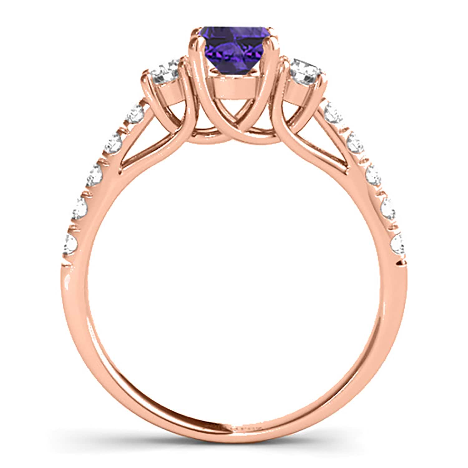 Oval Cut Tanzanite & Diamond Engagement Ring 14k Rose Gold (1.40ct)