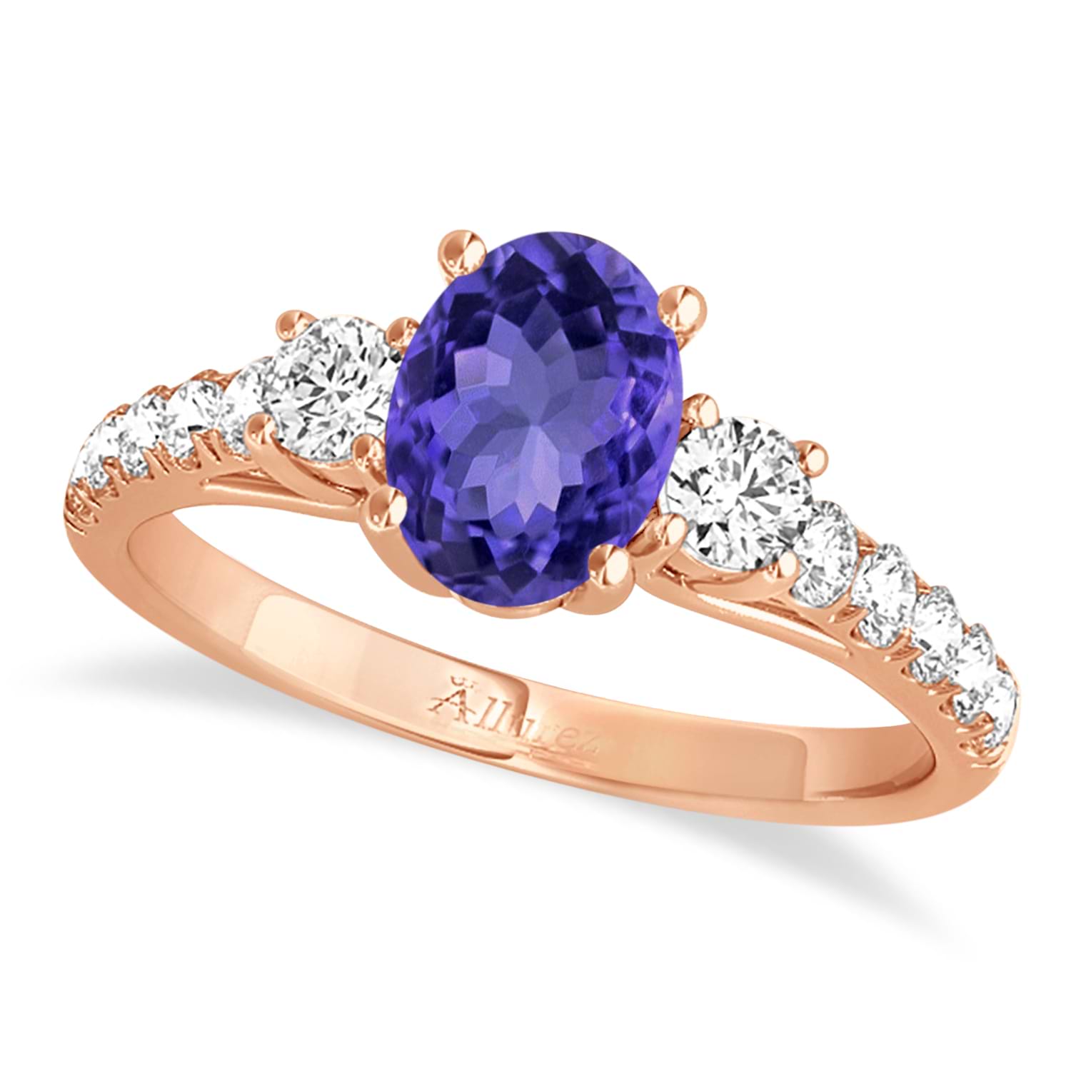 Oval Cut Tanzanite & Diamond Engagement Ring 18k Rose Gold (1.40ct)