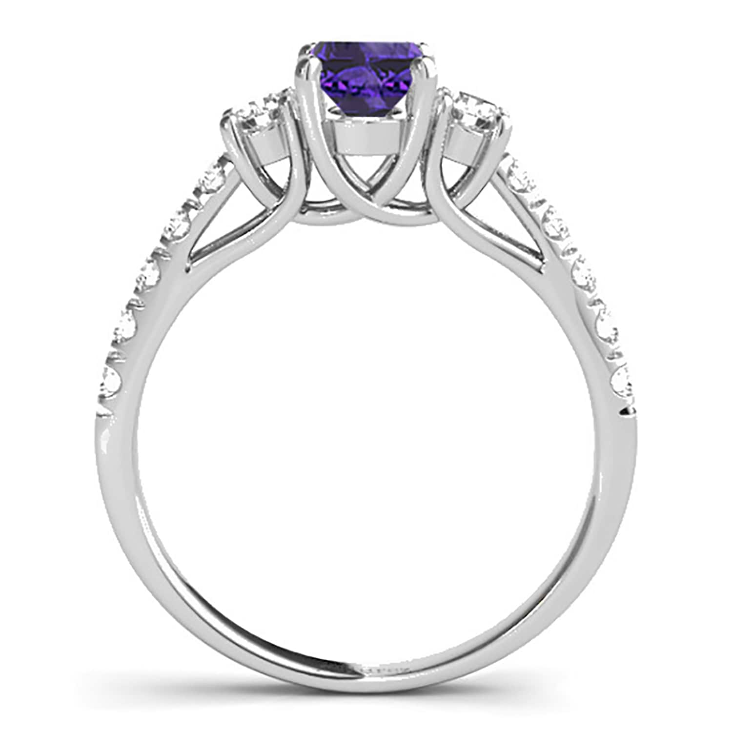 Oval Cut Tanzanite & Diamond Engagement Ring Platinum (1.40ct)