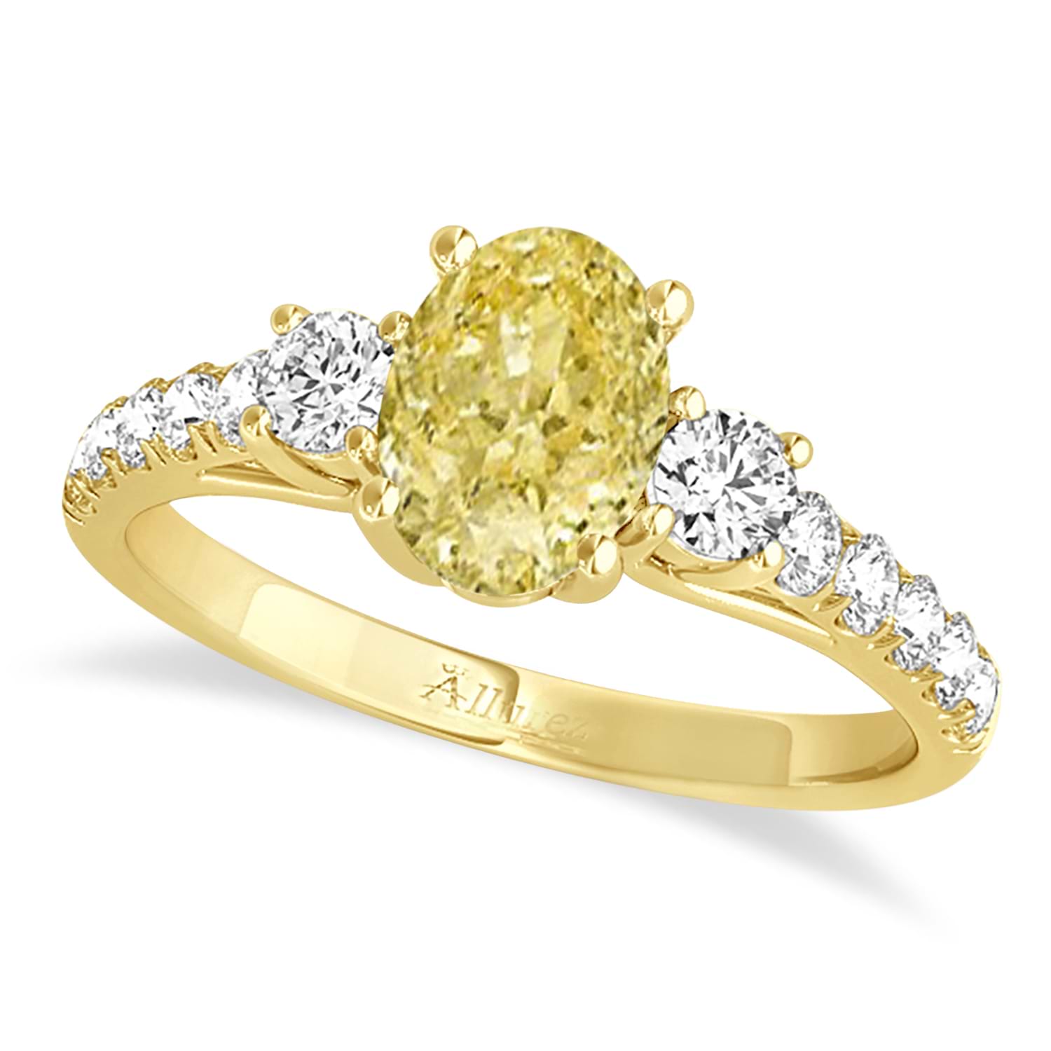 Oval Cut Yellow Diamond & Diamond Engagement Ring 14k Yellow Gold (1.40ct)