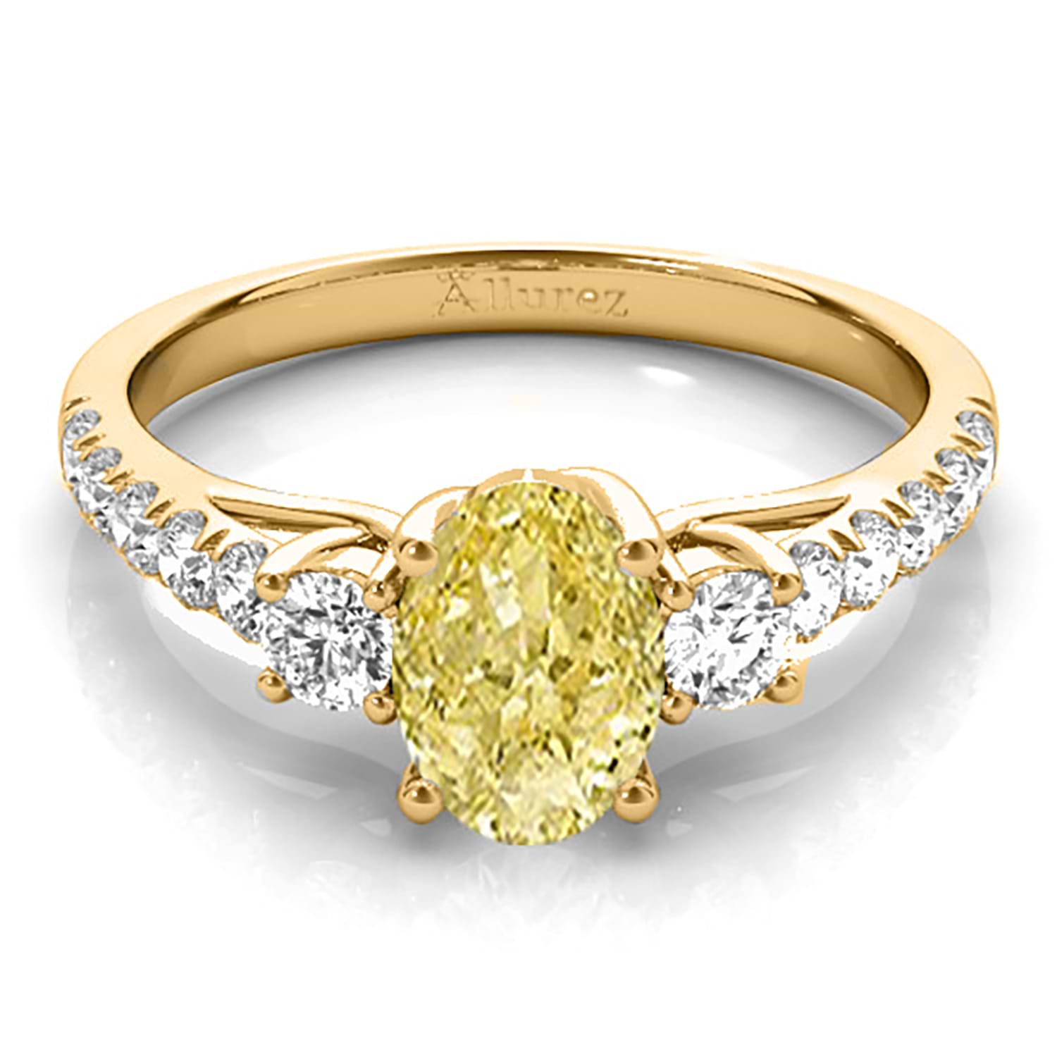 Oval Cut Yellow Diamond & Diamond Engagement Ring 14k Yellow Gold (1.40ct)