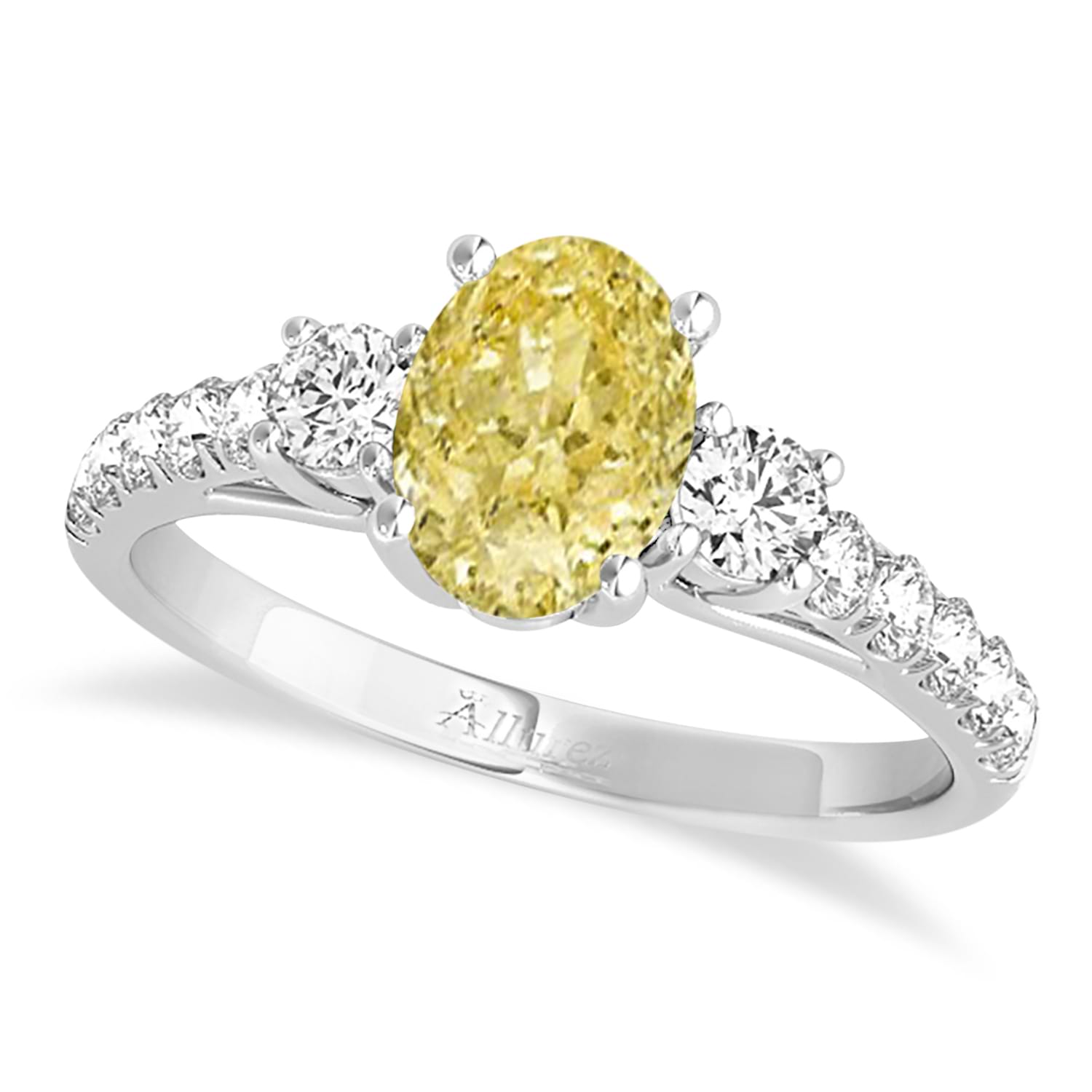 Oval Cut Yellow Diamond & Diamond Engagement Ring 18k White Gold (1.40ct)