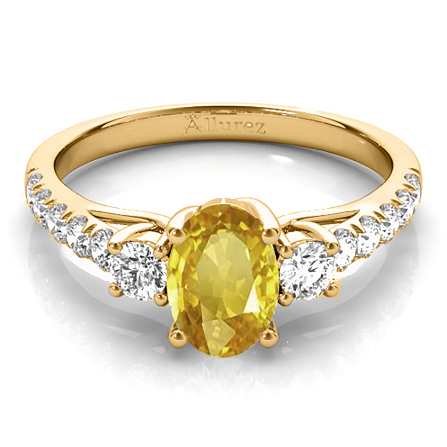 Oval Cut Yellow Sapphire & Diamond Engagement Ring 14k Yellow Gold (1.40ct)