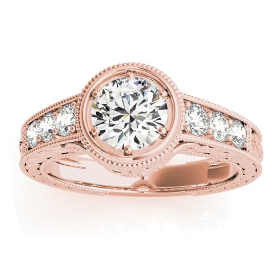 Diamond Antique Style Engagement Ring Setting 14K Rose Gold (0.24ct)