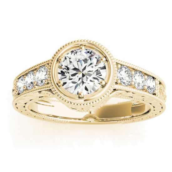 Diamond Antique Style Engagement Ring Setting 14K Yellow Gold (0.24ct)