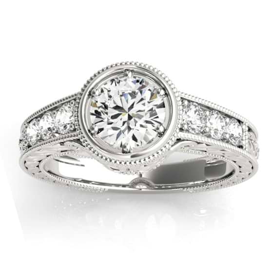 Diamond Antique Style Engagement Ring Setting Platinum (0.24ct)